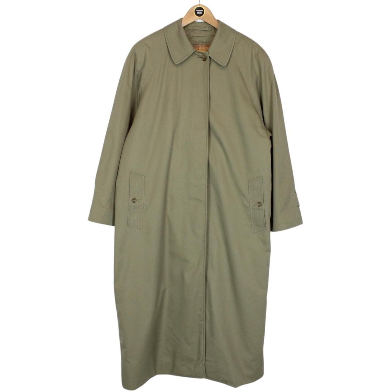 Vintage 90s Burberry Khaki Green Nova Check Single Breasted Trench Coat