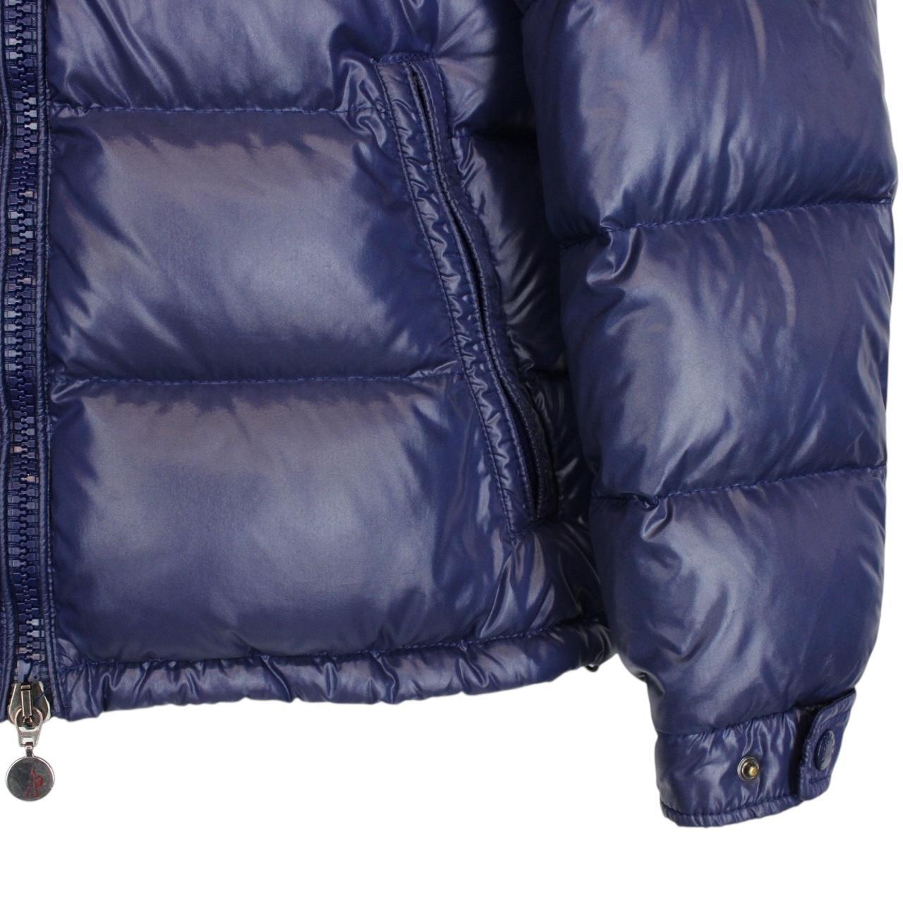 Moncler Maya Navy Blue Full Zip Hooded Down Puffer Jacket
