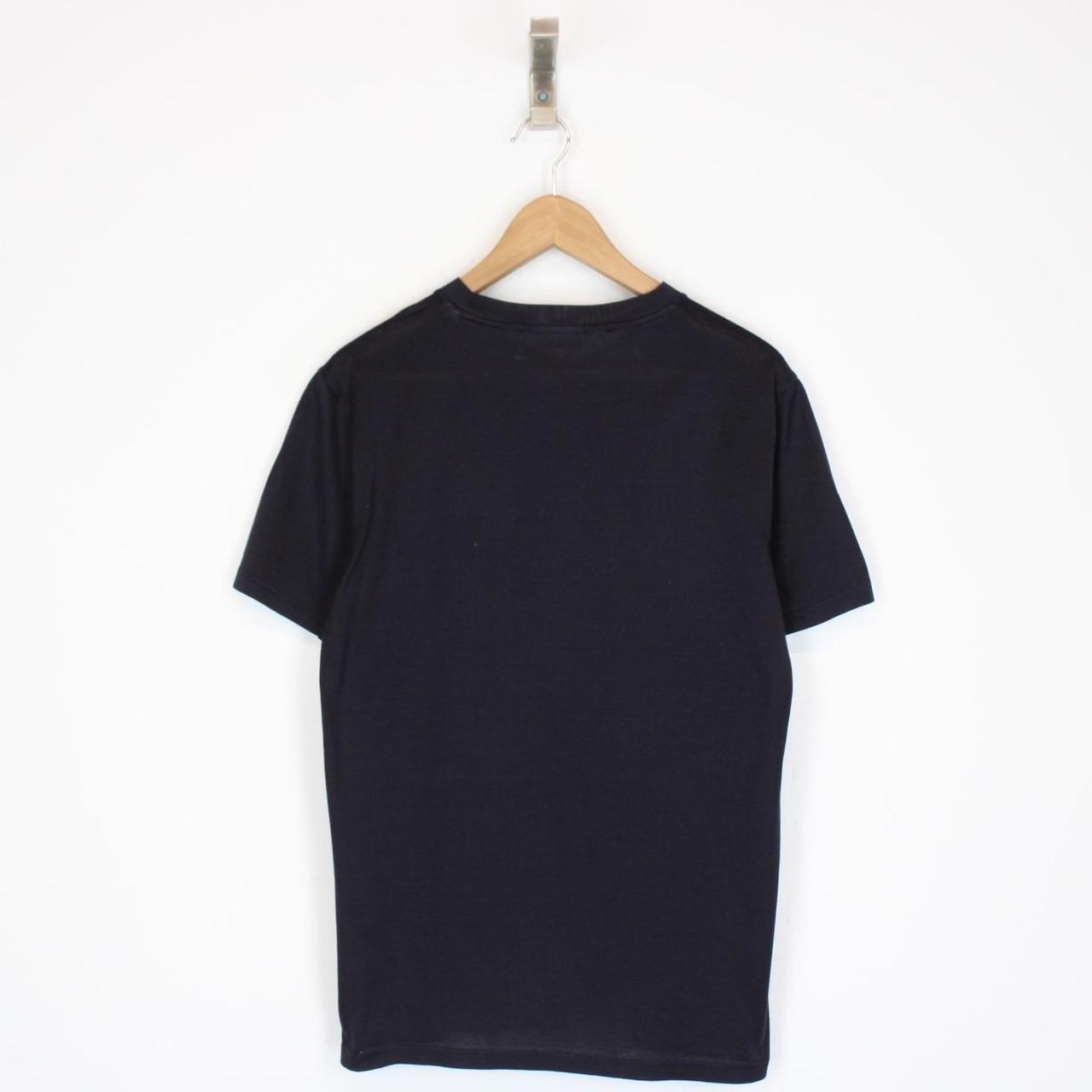 Lanvin Navy Blue and White Logo Print Short Sleeve T-Shirt