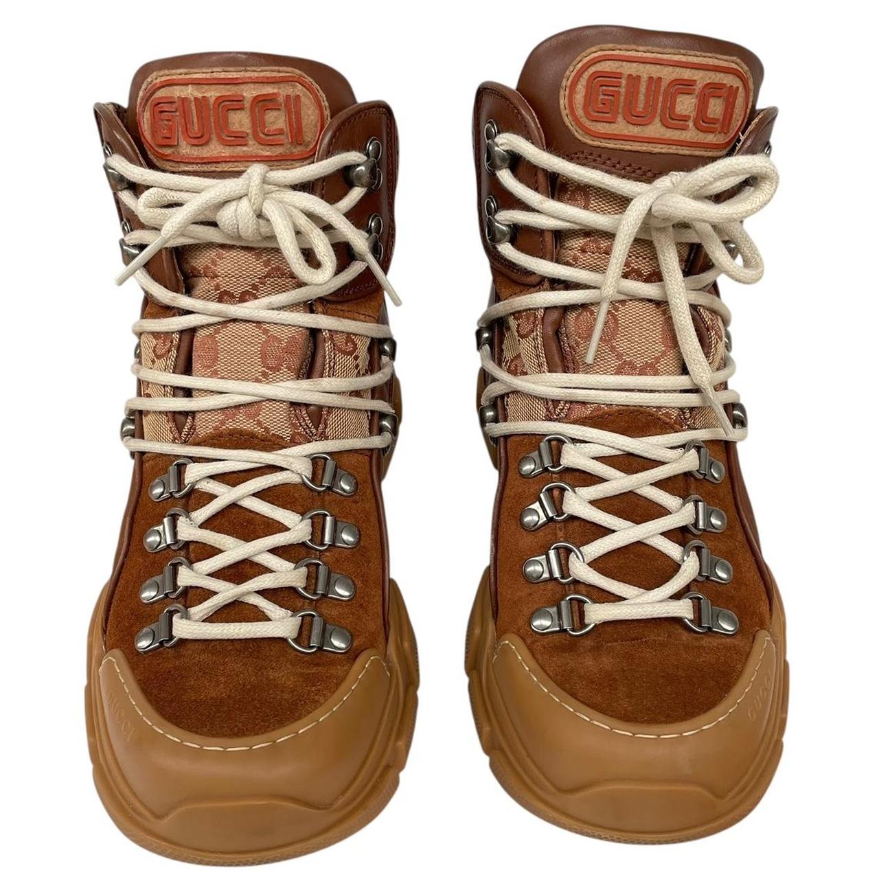 Gucci Brown and Tan GG Monogram Flashtrek Hiking Boots