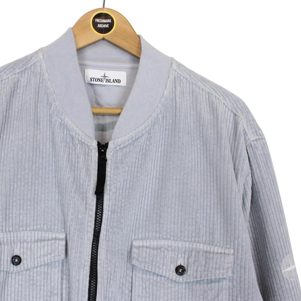 Stone Island AW 2021 Blue Jumbo Corduroy Full Zip Overshirt Jacket