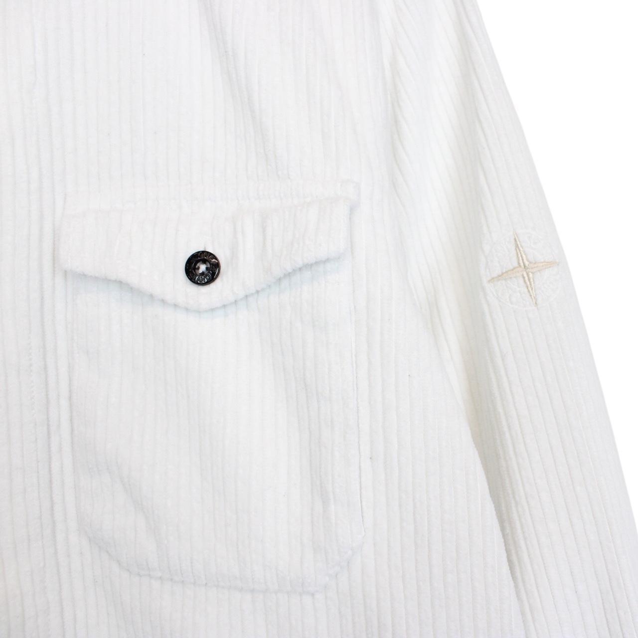 Stone Island AW 2021 White Long Sleeve Jumbo Corduroy Shirt