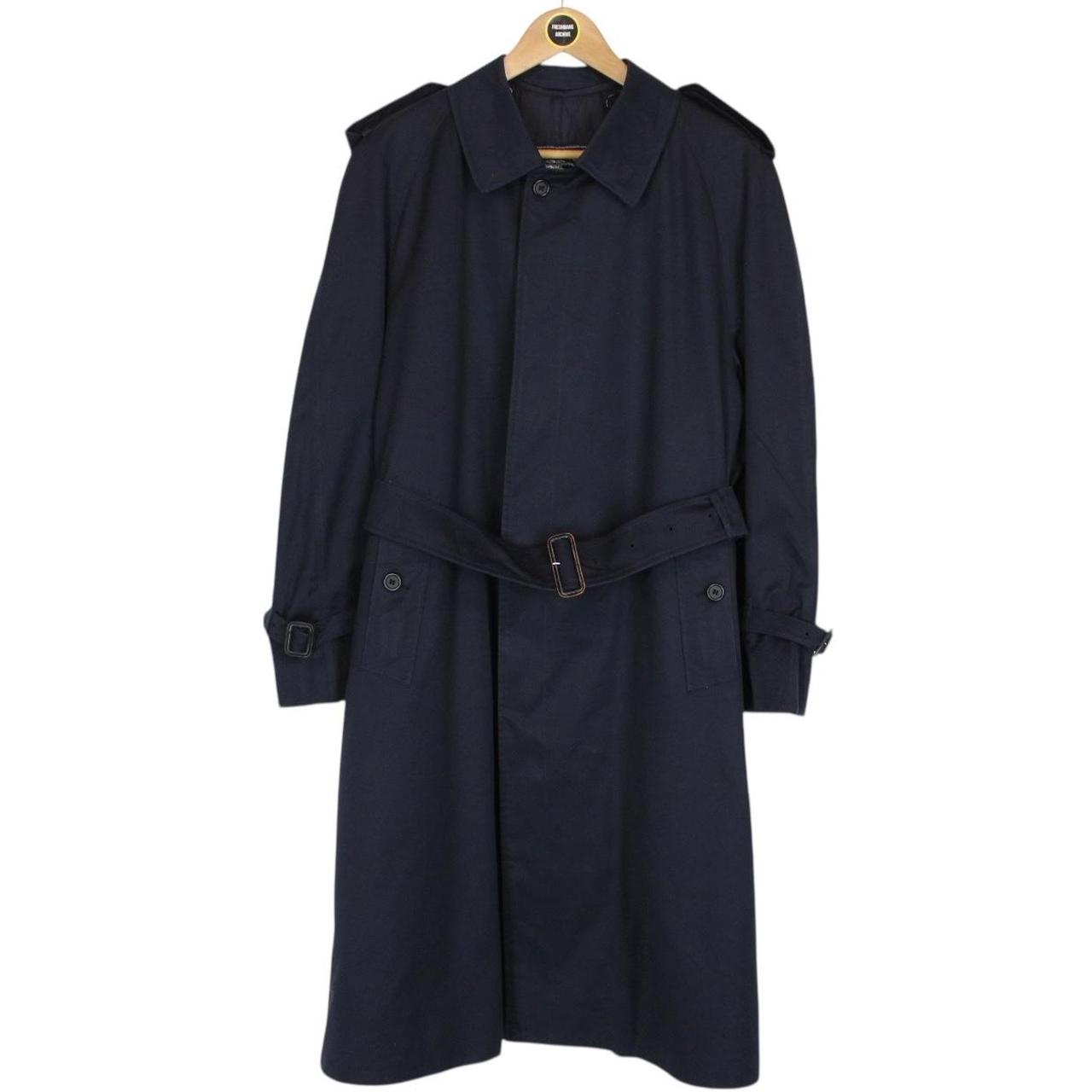 Vintage 90s Burberry Navy Blue Single Breasted Belted Trench Coat