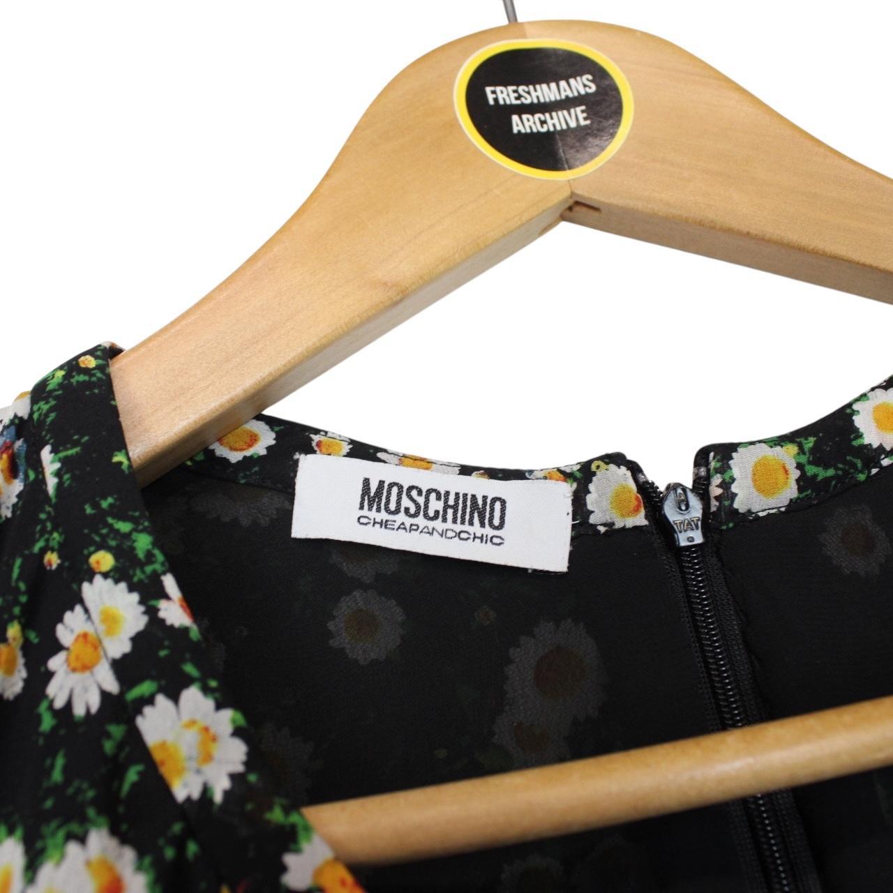 Moschino Cheap and Chic Black and Multicoloured Floral Silk Dress