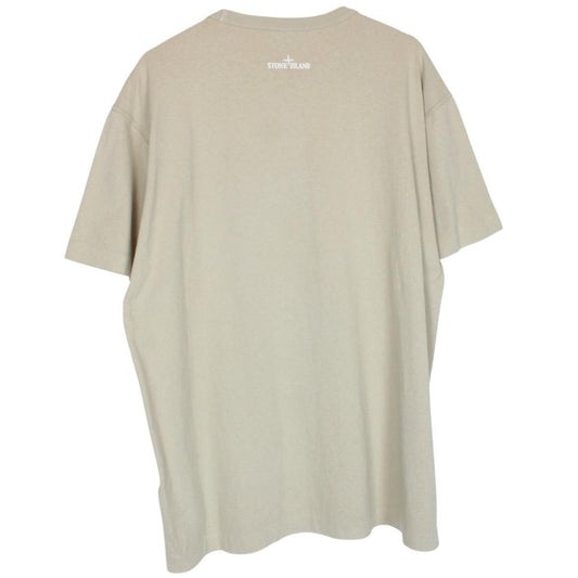 Stone Island AW 2019 Beige Short Sleeve Cotton Logo Print T-Shirt