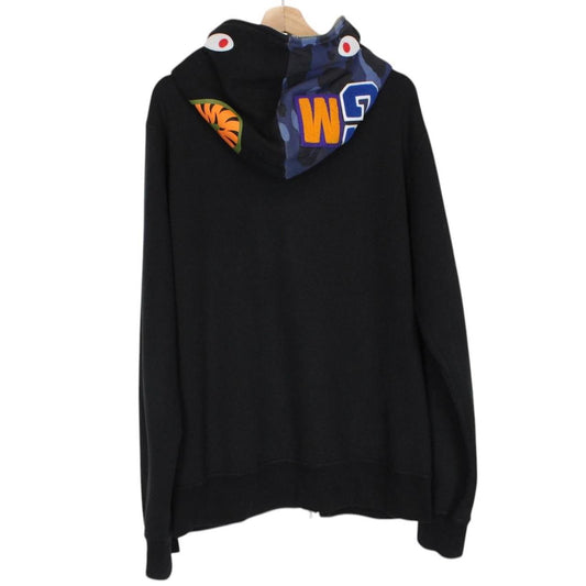 Bape Navy Blue Camo Full Zip WGM Shark Hoodie Jumper