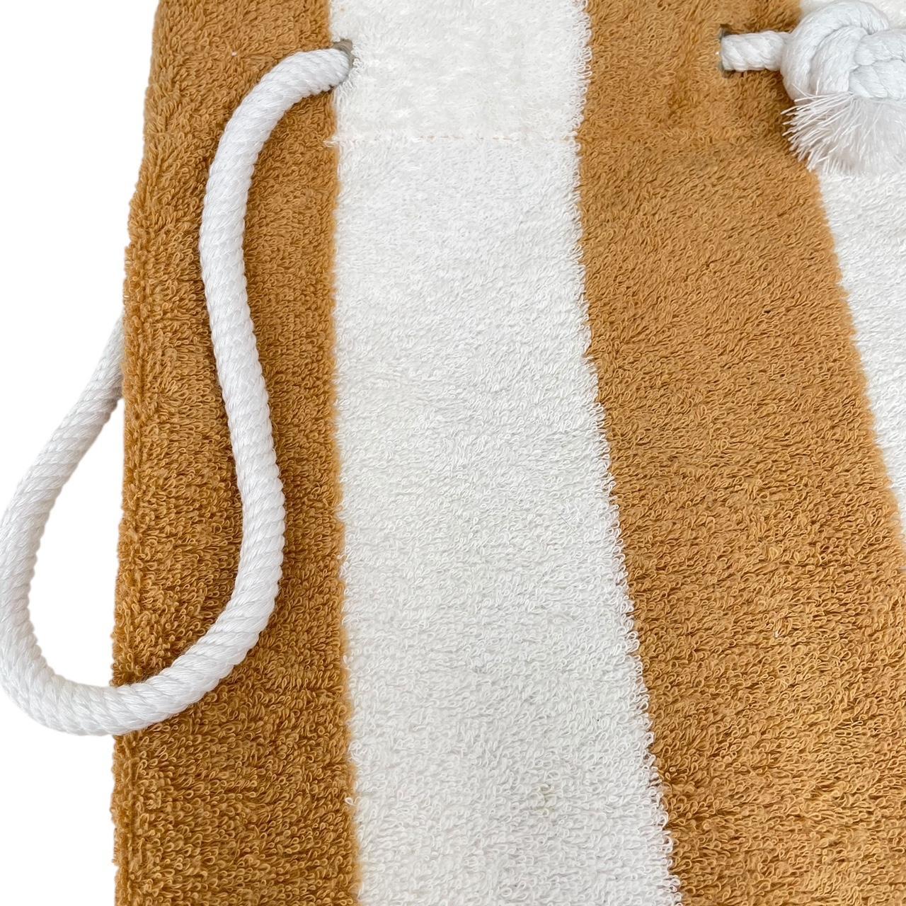 Vintage 90s Burberry Tan and White Striped Towelling Cotton Beach Bag