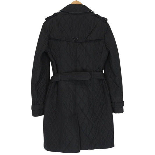 Burberry London Black Nova Check Quilted Belted Trench Coat