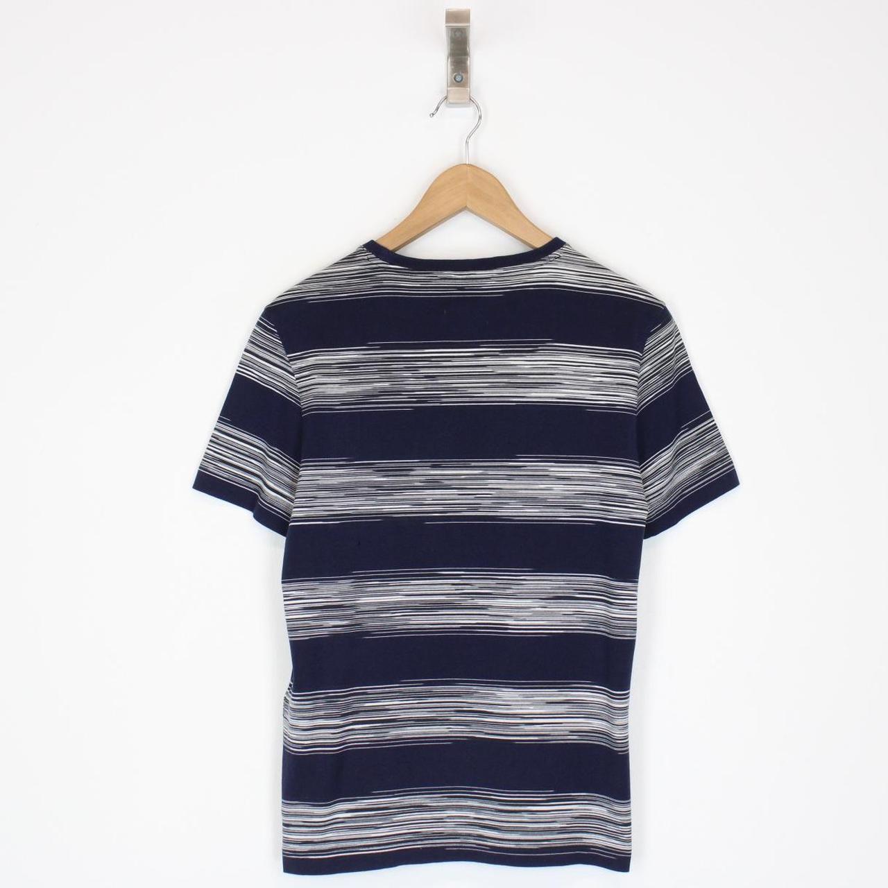 Missoni Navy Blue and White Striped Short Sleeve Cotton T-Shirt