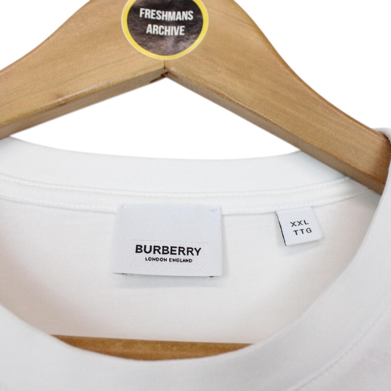 Burberry White and Tan Nova Check Pocket Short Sleeve Cotton T-Shirt