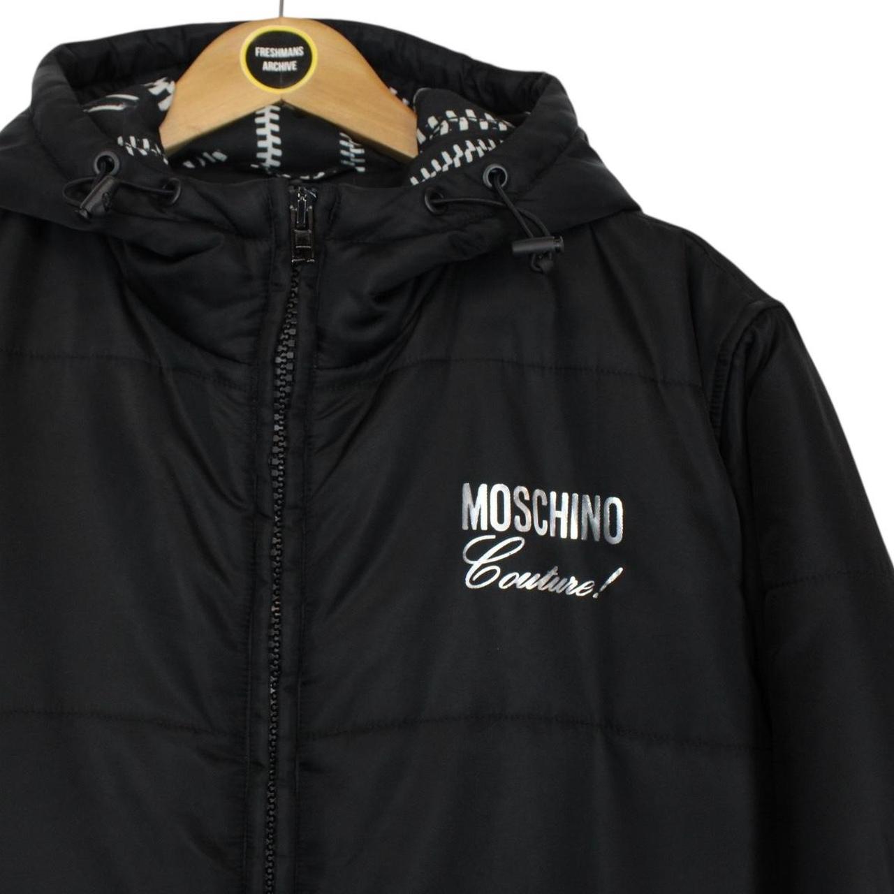 Moschino Black Full Zip Logo Nylon Puffer Jacket