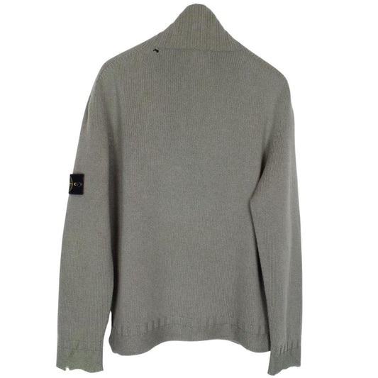 Vintage Stone Island AW 2002 Beige Virgin Wool Knit 1/4 Zip Jumper