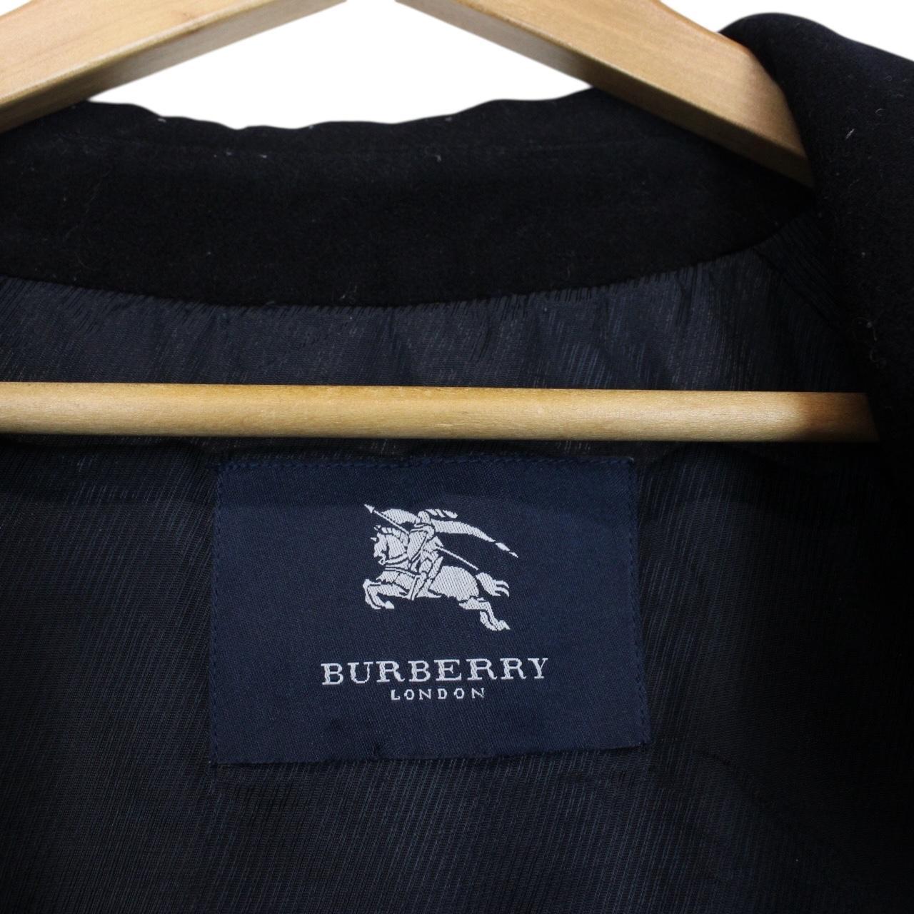 Vintage Burberry London Navy Blue Nova Check Lined Wool Jacket