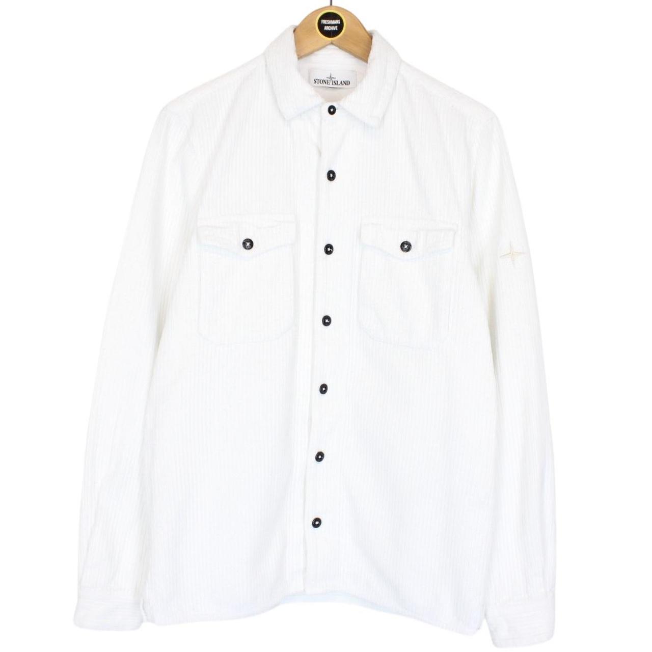 Stone Island AW 2021 White Long Sleeve Jumbo Corduroy Shirt