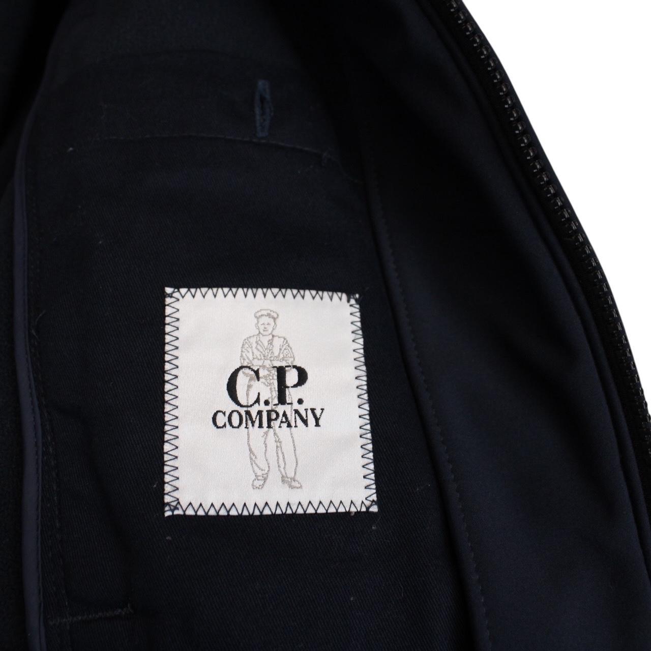 CP Company Navy Blue Soft Shell R Full Zip Goggle Hooded Jacket