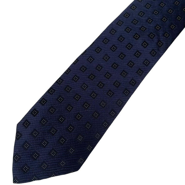 Hugo Boss Navy Blue and Black Silk Tie