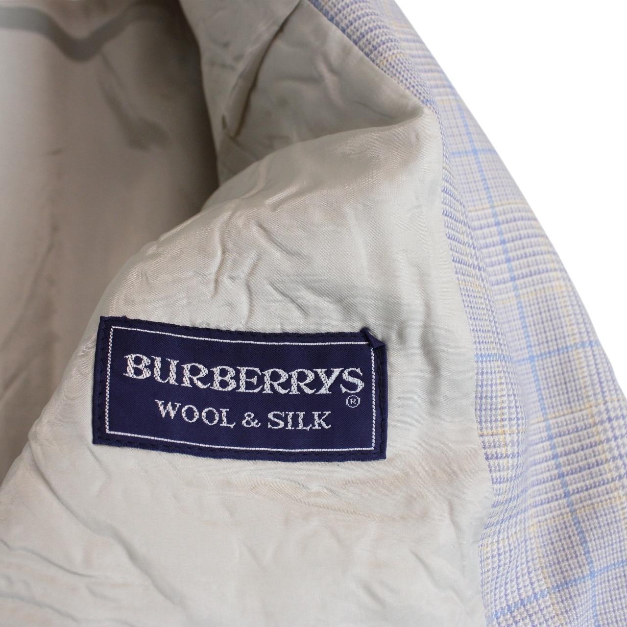 Vintage 80s Burberry Lilac Purple Check Wool and Silk Blazer Jacket