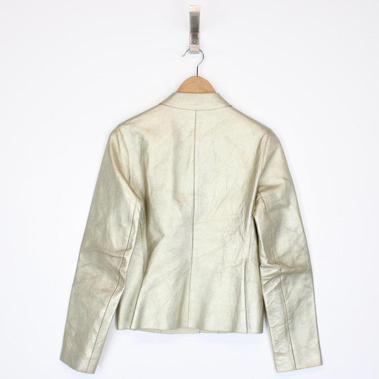 Prada Beige Button Up Leather Jacket