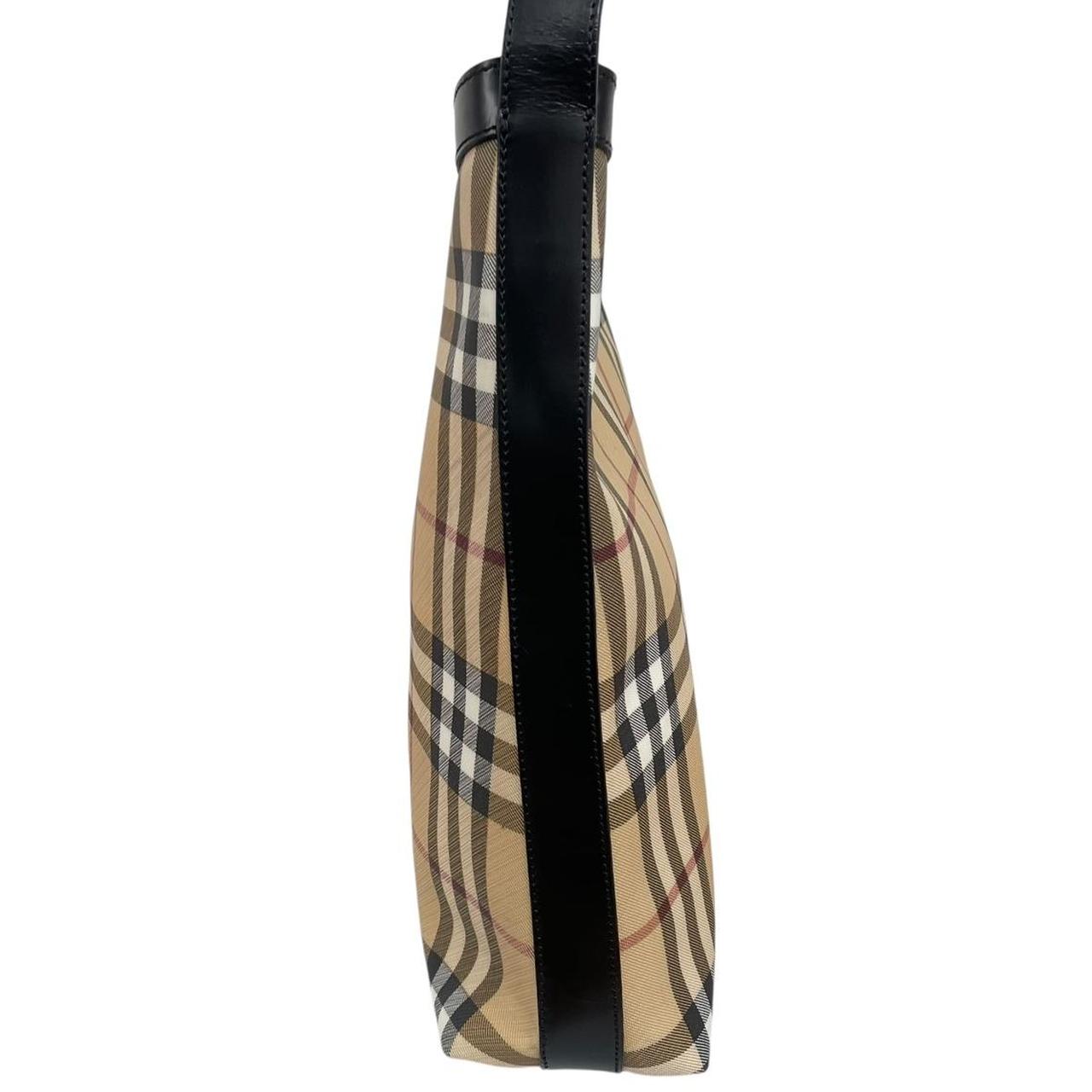 Burberry London Beige and Black Nova Check Coated Canvas Shoulder Bag