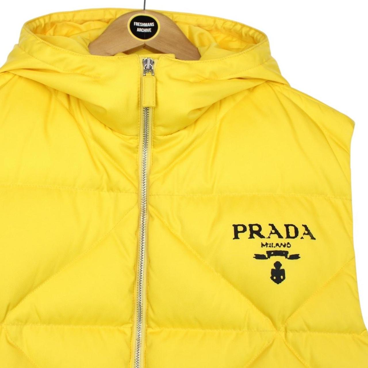 Prada Re-Nylon Yellow and Black Hooded Down Gilet / Bodywarmer