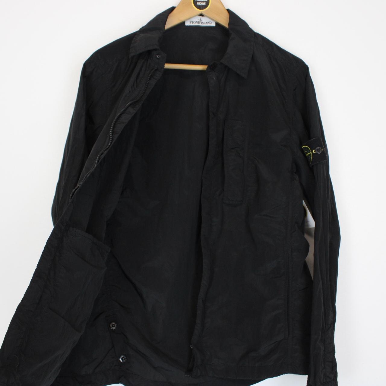 Stone Island SS 2018 Black Full Zip Nylon Metal Shimmer Overshirt Jacket