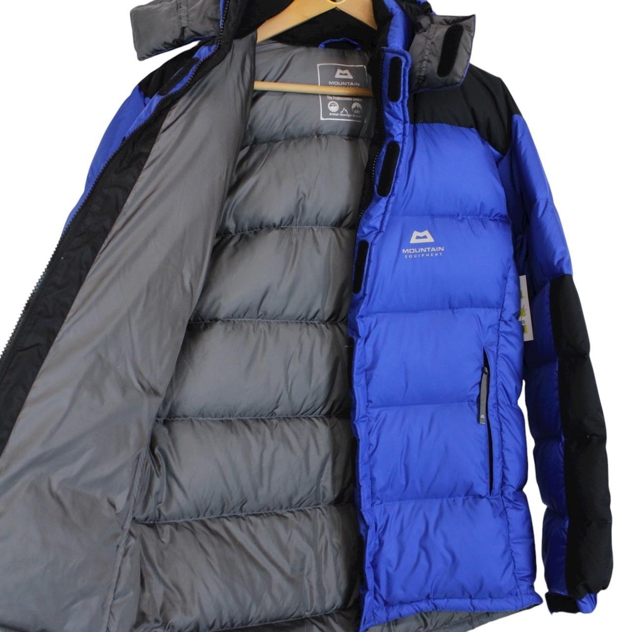 Mountain Equipment Blue and Black Full Zip Nylon Down Puffer Jacket