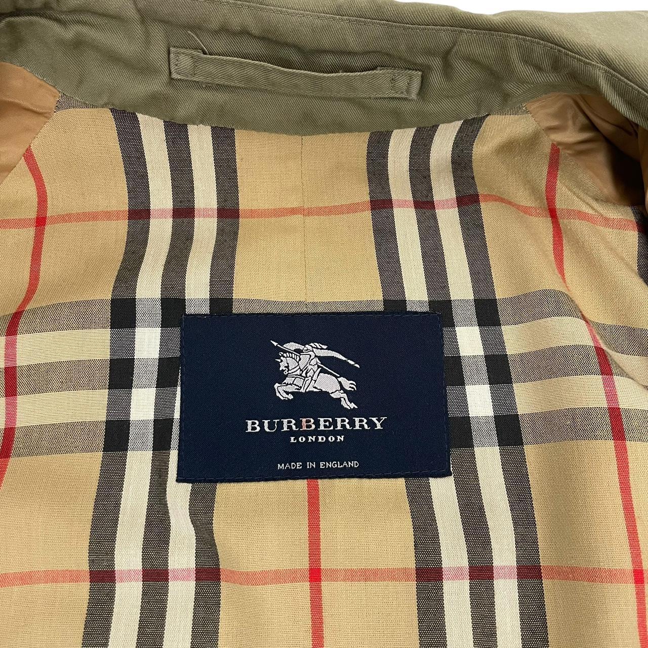Vintage Burberry London Khaki Green Single Breasted Trench Coat