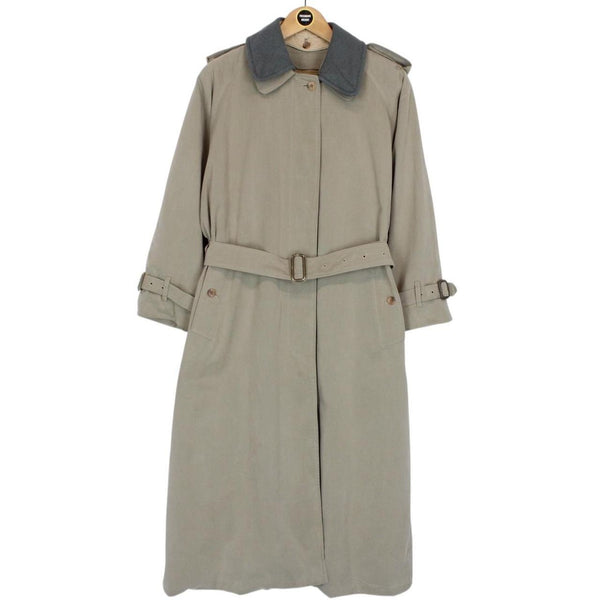 Vintage 90s Burberry Green Double Breasted Belted Trench Coat