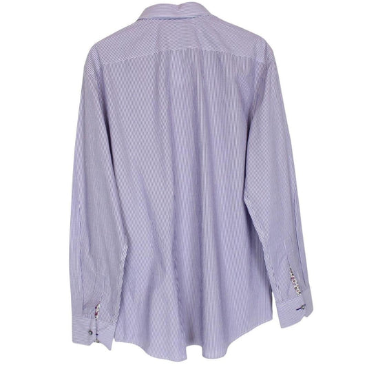 Paul Smith purple and white striped long sleeve cotton shirt with tags attached.