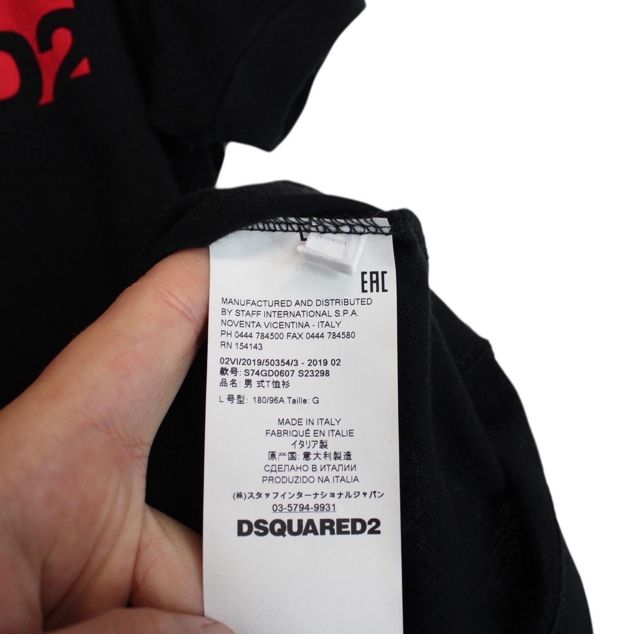 Dsquared2 Black and Red Maple OTH Logo Short Sleeve Cotton T-Shirt