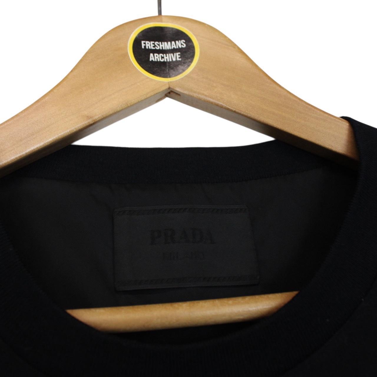 Prada Black Short Sleeve Cotton Badge Re-Nylon Pocket T-Shirt