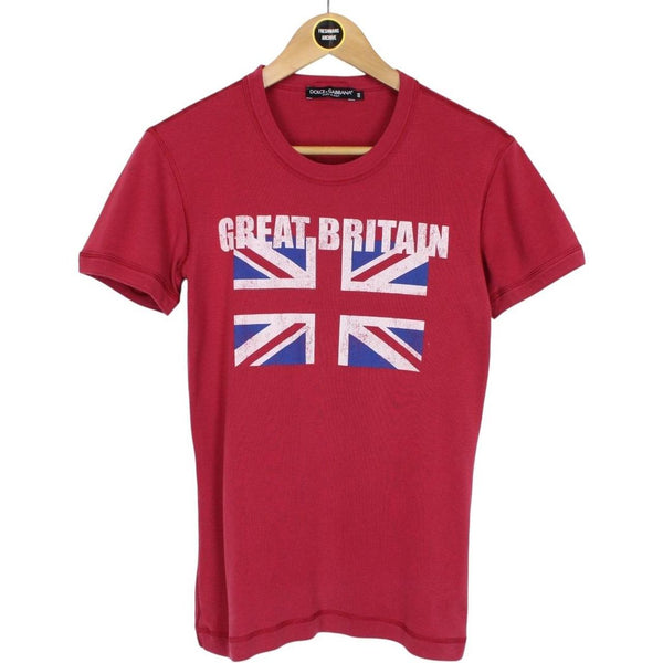 Dolce and Gabbana Red Great Britain Graphic Short Sleeve T-Shirt