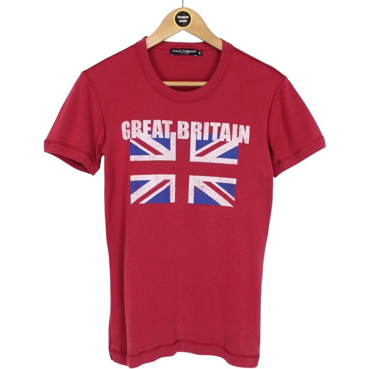 Dolce and Gabbana Red Great Britain Graphic Short Sleeve T-Shirt