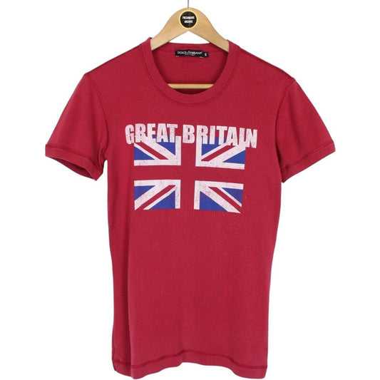 Dolce and Gabbana Red Great Britain Graphic Short Sleeve T-Shirt