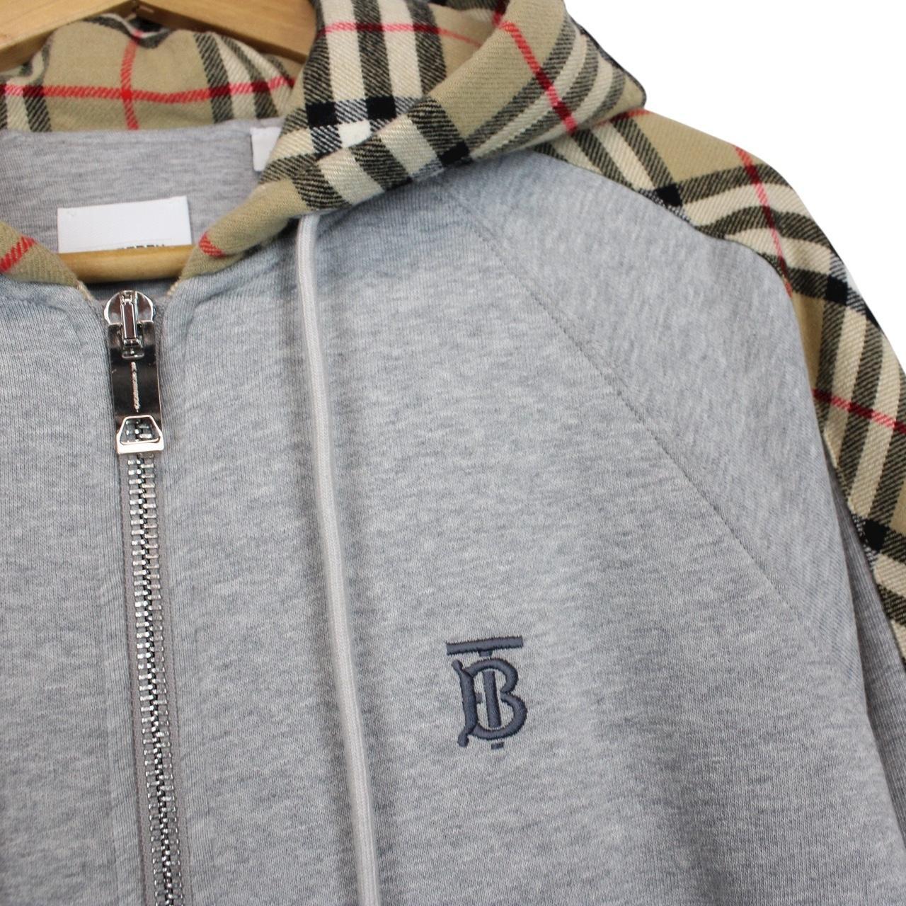 Burberry ‘Kurke’ Grey and Tan Nova Check Cotton Full Zip Hoodie Jumper