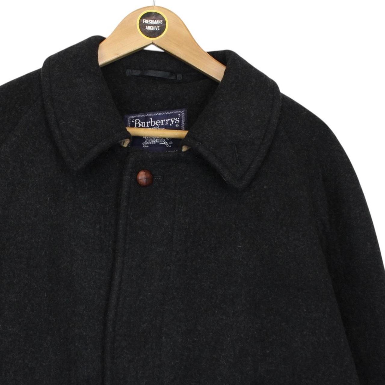 Vintage 90s Burberry Dark Grey Wool Nova Check Overcoat
