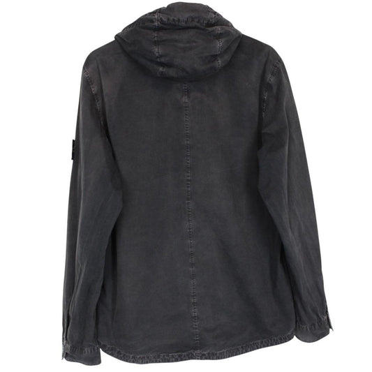 Stone Island SS 2018 Black Full Zip Cotton Hooded Overshirt Jacket