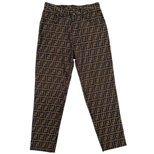 Vintage 90s Fendi Brown Zucca Monogram High Waisted Jeans
