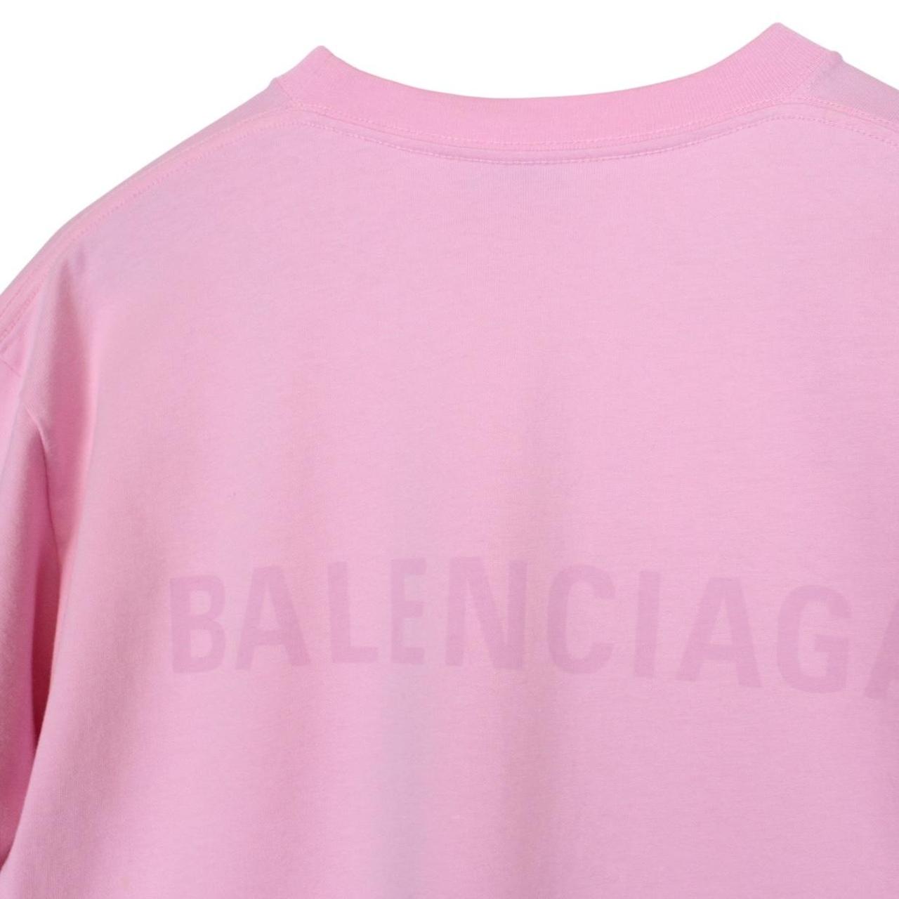 Balenciaga Pink Short Sleeve Logo Print Cotton T-Shirt