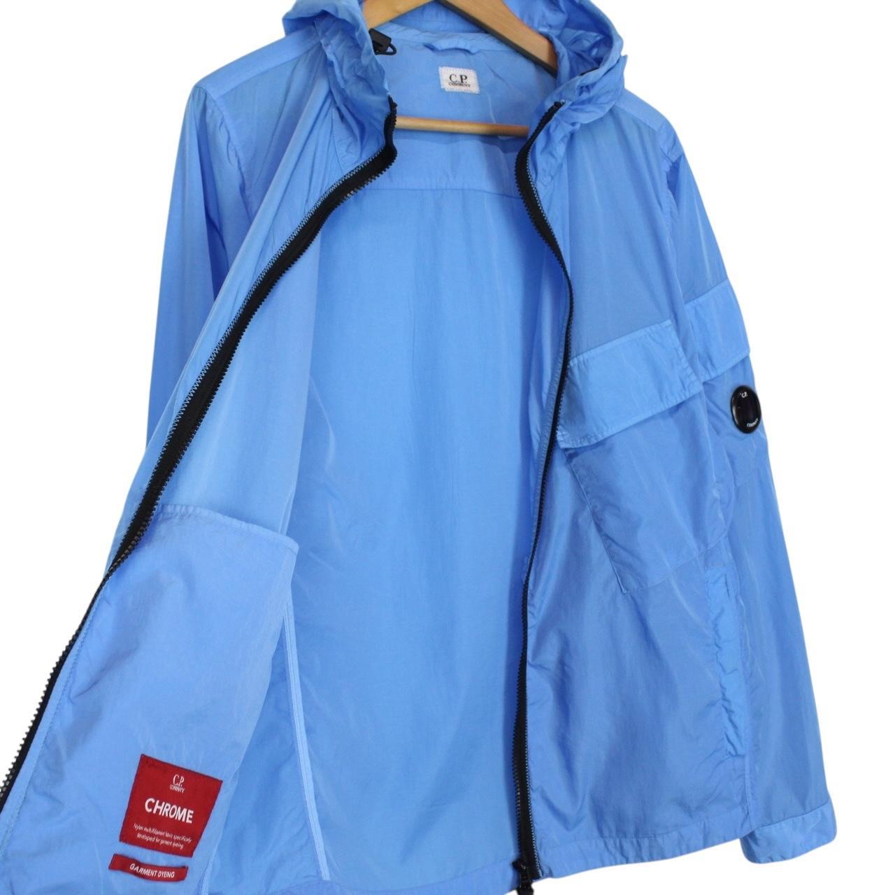 CP Company Blue Full Zip Chrome Nylon Garment Dyed Goggle Jacket