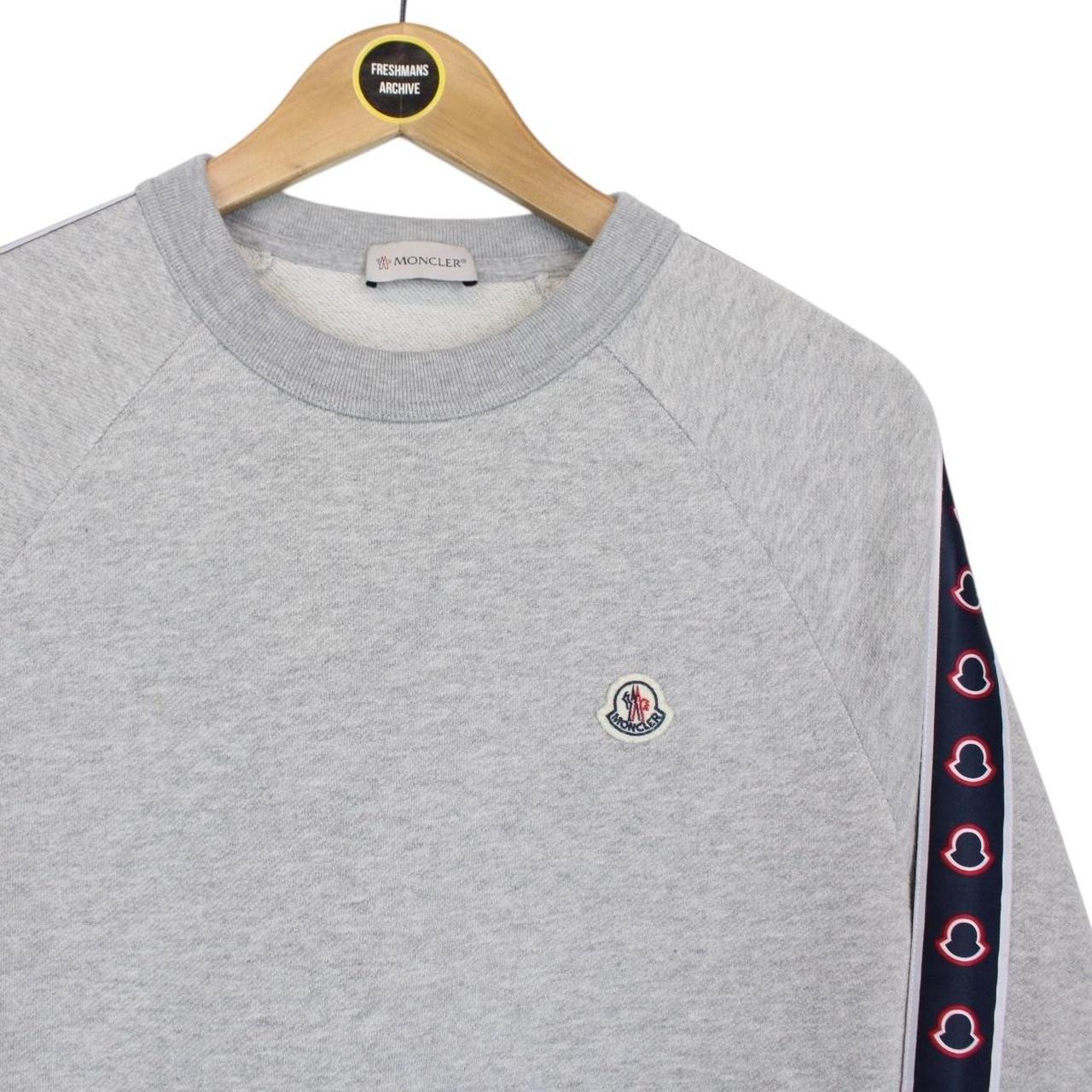 Moncler Grey Cotton Taped Logo Maglia Sweatshirt Jumper