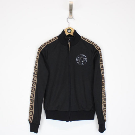 Fendi Black and Brown Zucca Monogram Full Zip Track Jacket