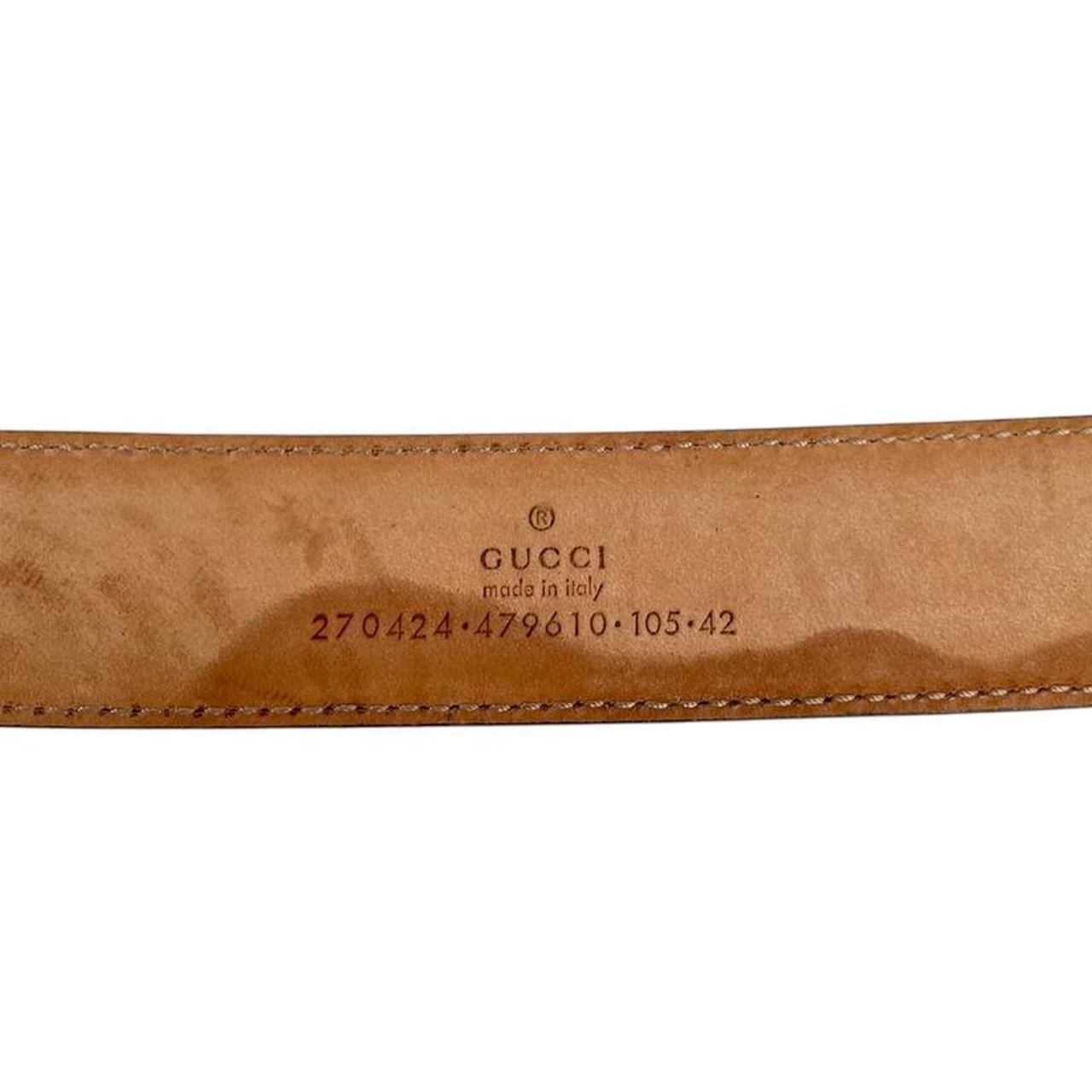 Gucci Brown and Silver Rectangular Buckle Leather Belt