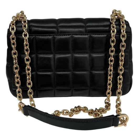 Michael Kors black duffel bag with quilted pattern and logo detail, pre-loved condition.