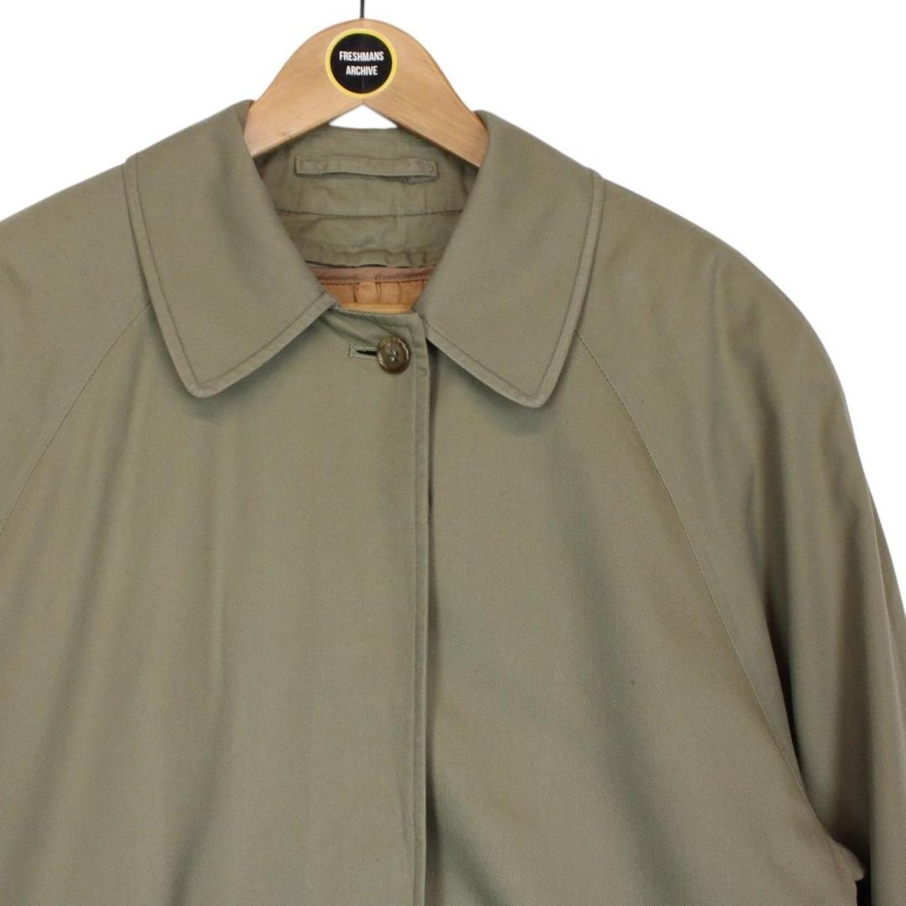 Vintage 90s Burberry Khaki Green Nova Check Single Breasted Trench Coat