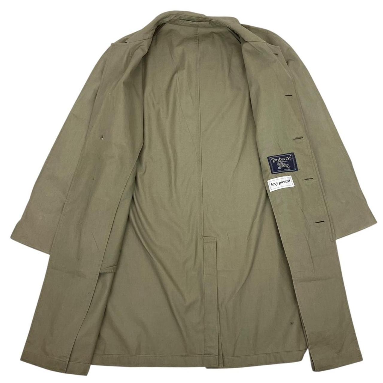 Vintage 90s Burberry Khaki Green Single Breasted Coat