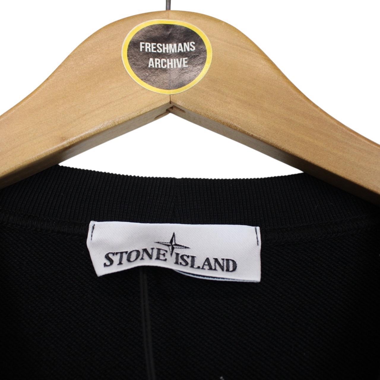 Stone Island AW 2024 Black and Grey Dial Logo Cotton Sweatshirt Jumper