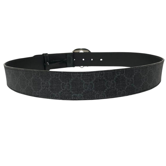 Gucci Black and Grey GG Supreme Monogram Canvas Belt with GG Buckle