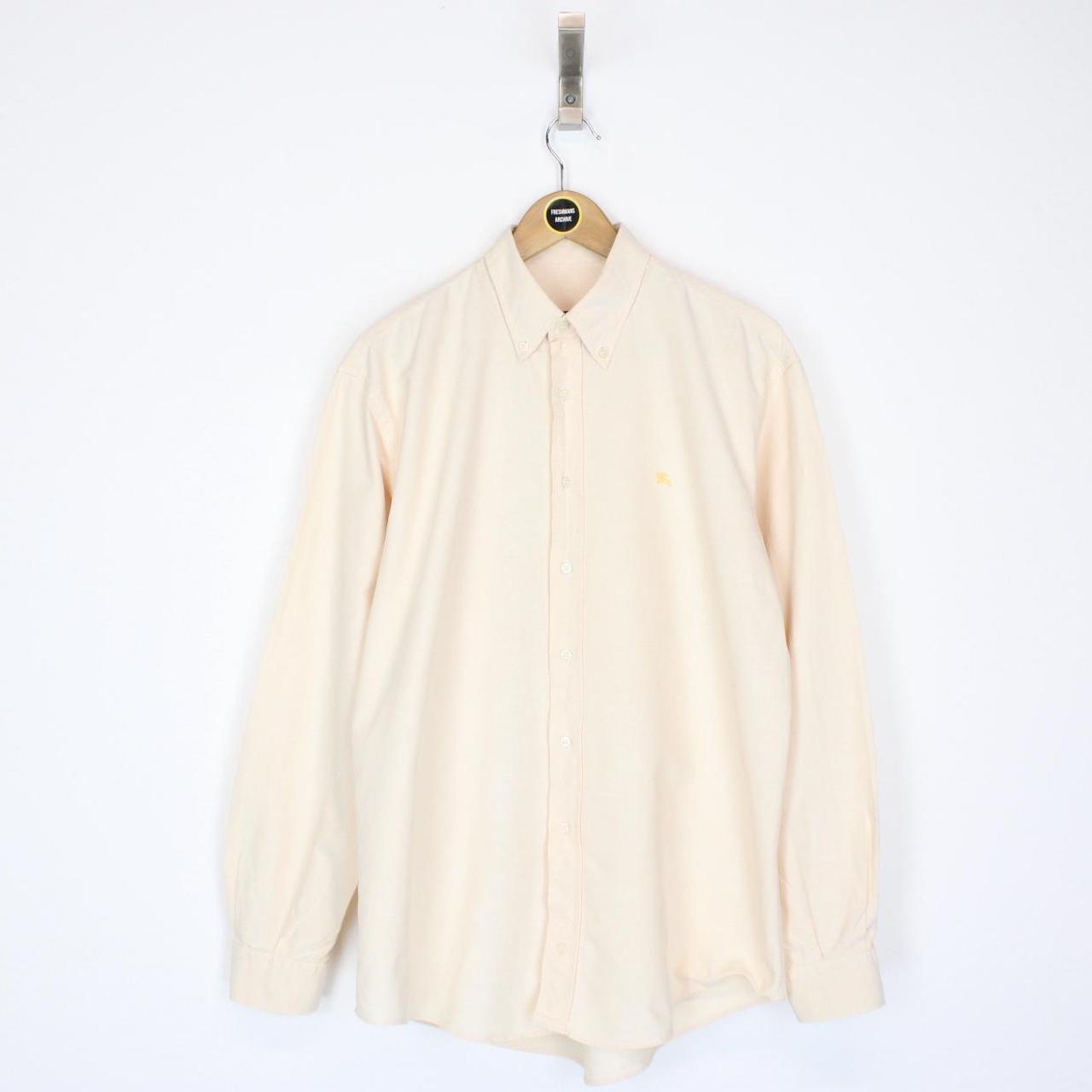 Vintage 00s Burberry London Peach Long Sleeve Cotton Shirt