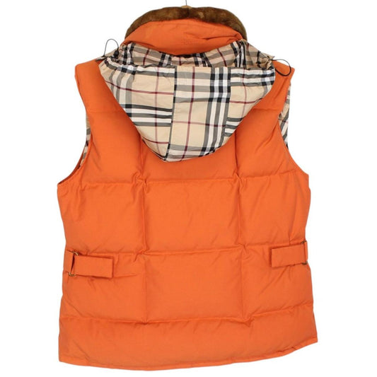 Burberry London Orange Nylon Blend Down Nova Check Gilet